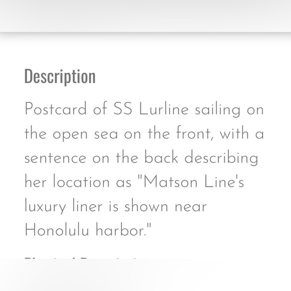 SS LURLINE - MATSON LINES LUXURY LINER “Original Postcards” - Picture 6 of 6